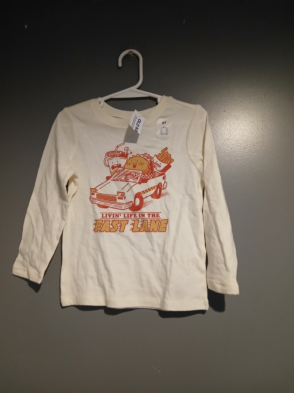 Old Navy Cream Long-Sleeve Tee with Orange Graphic